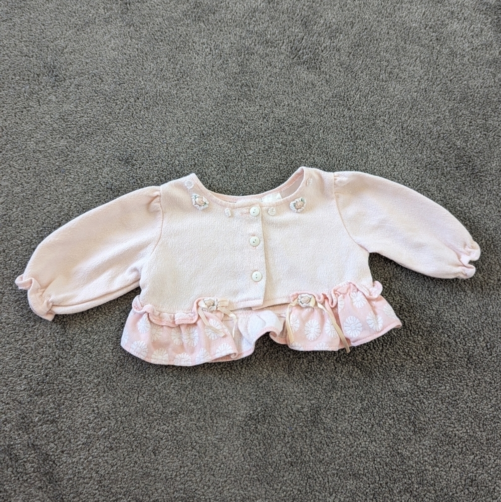 Little Miracles Baby Girl Cardigan, Size 3-6 Months, Pink and Cream with Floral